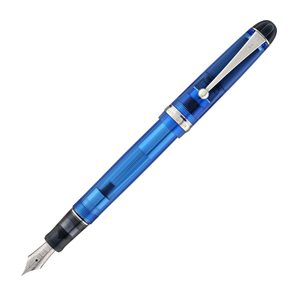 Pilot Custom 74 Fountain Pen in Blue with Silver Trim - 14K Gold Fountain Pen