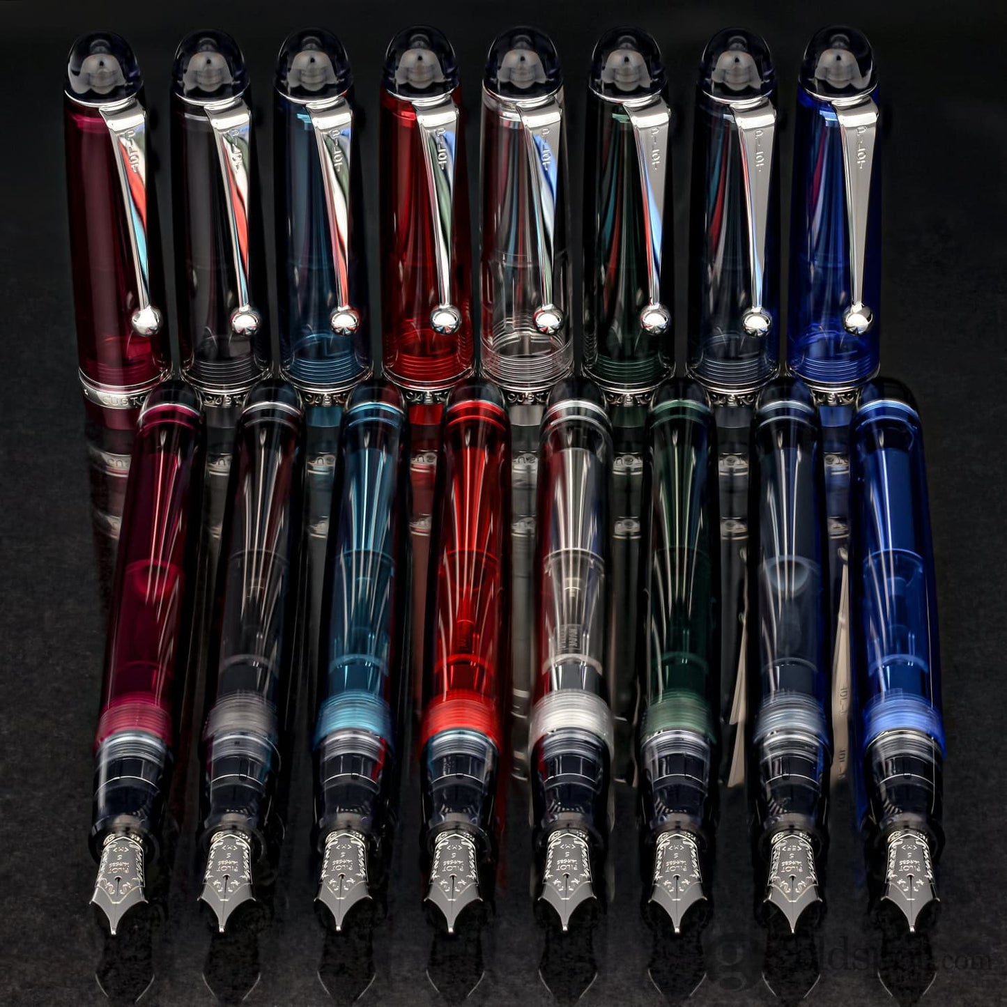 Pilot Custom 74 Fountain Pen in Smokey Black with Silver Trim - 14K Gold Fountain Pen