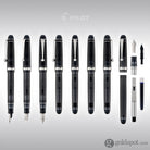 Pilot Custom 74 Fountain Pen in Smokey Black with Silver Trim - 14K Gold Fountain Pen