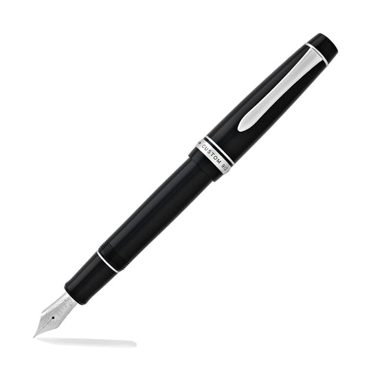 Pilot Custom 912 Fountain Pen in Black & Rhodium - 14K Gold