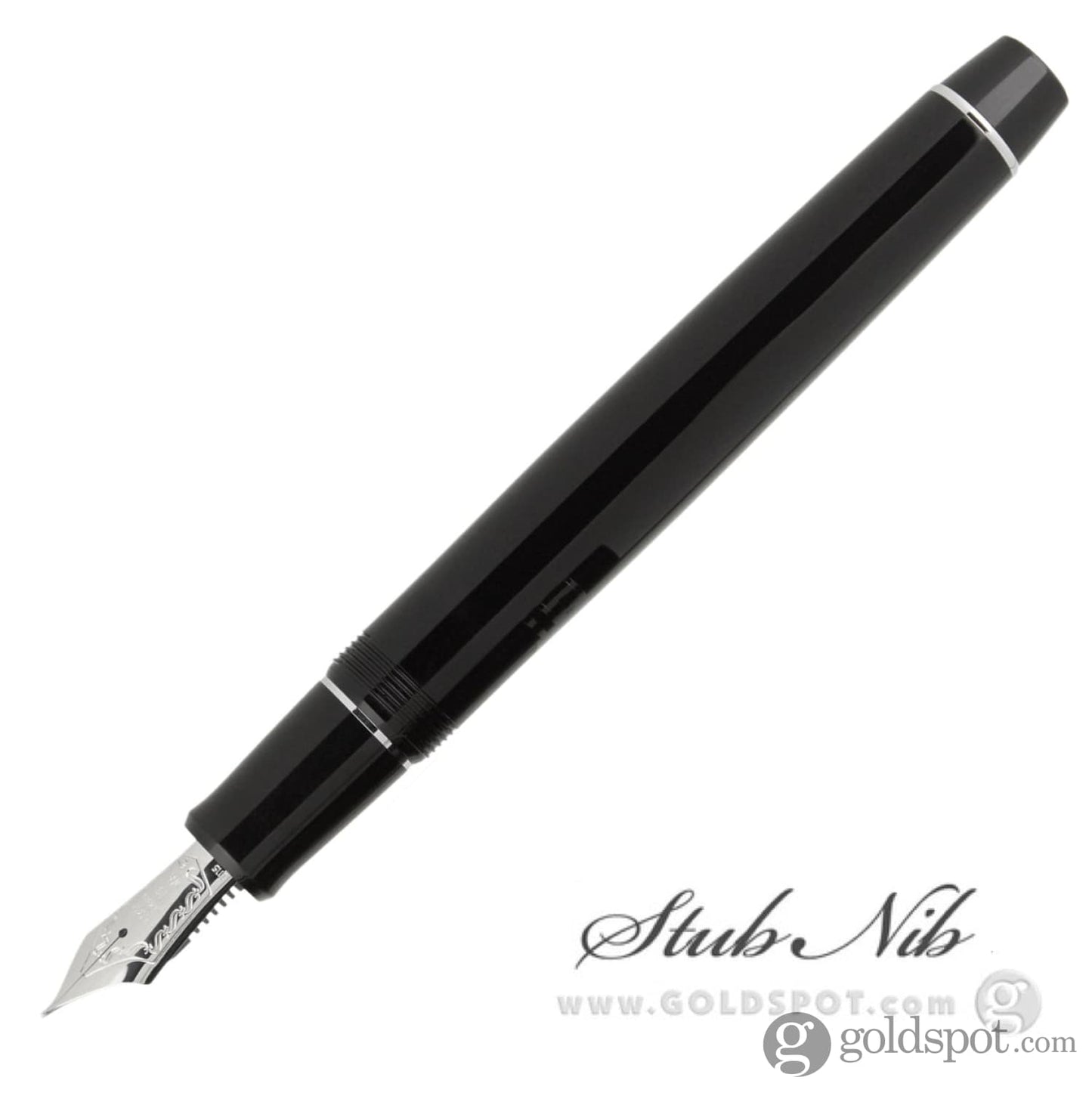 Pilot Custom 912 Fountain Pen in Black/Rhodium - 14K Gold Stub Fountain Pen