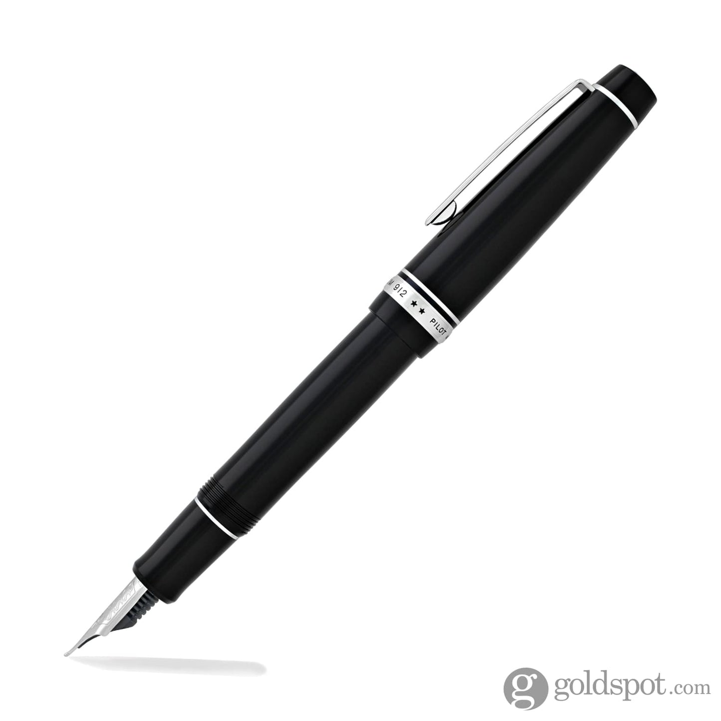 Pilot Custom 912 Fountain Pen in Black/Rhodium - 14K Gold Fountain Pen