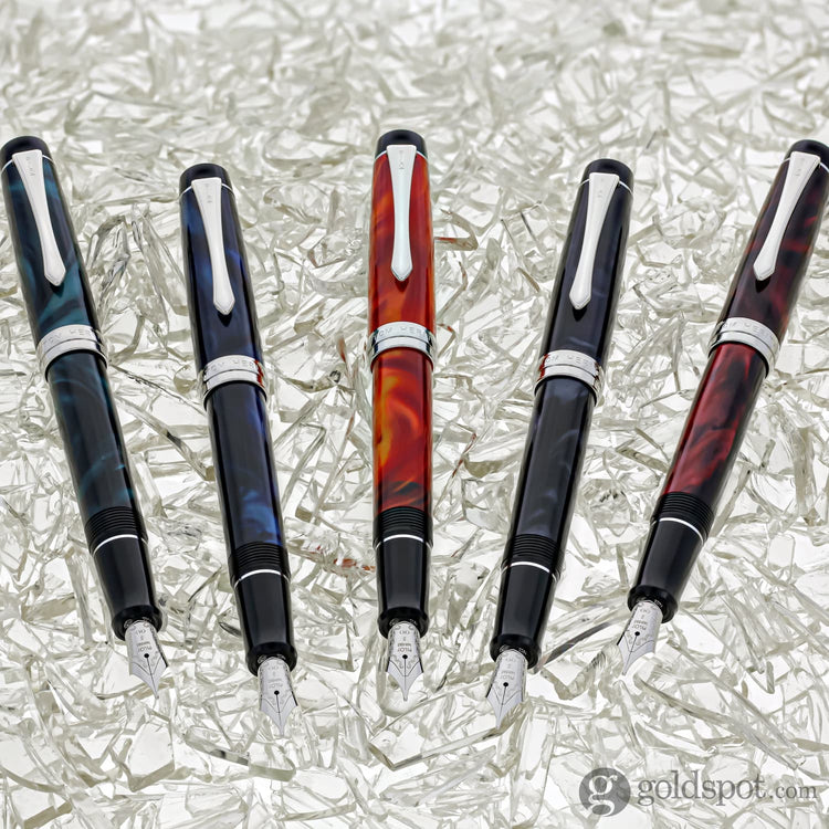 Pilot Custom Heritage SE Fountain Pen in Marble Blue with Silver Trim - 14kt Gold Fountain Pen