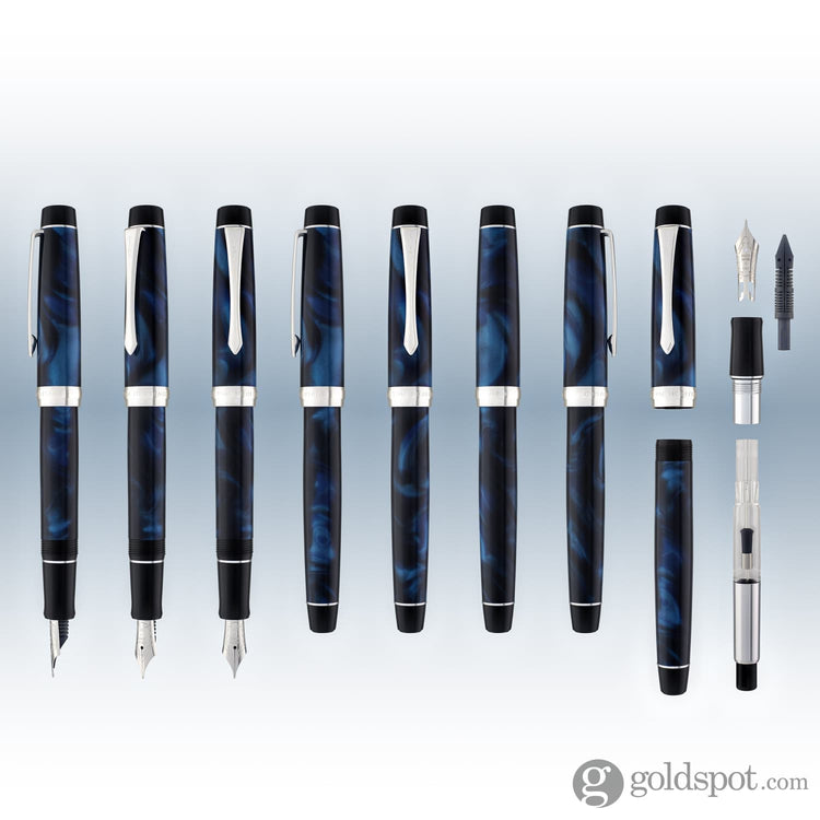 Pilot Custom Heritage SE Fountain Pen in Marble Blue with Silver Trim - 14kt Gold Fountain Pen