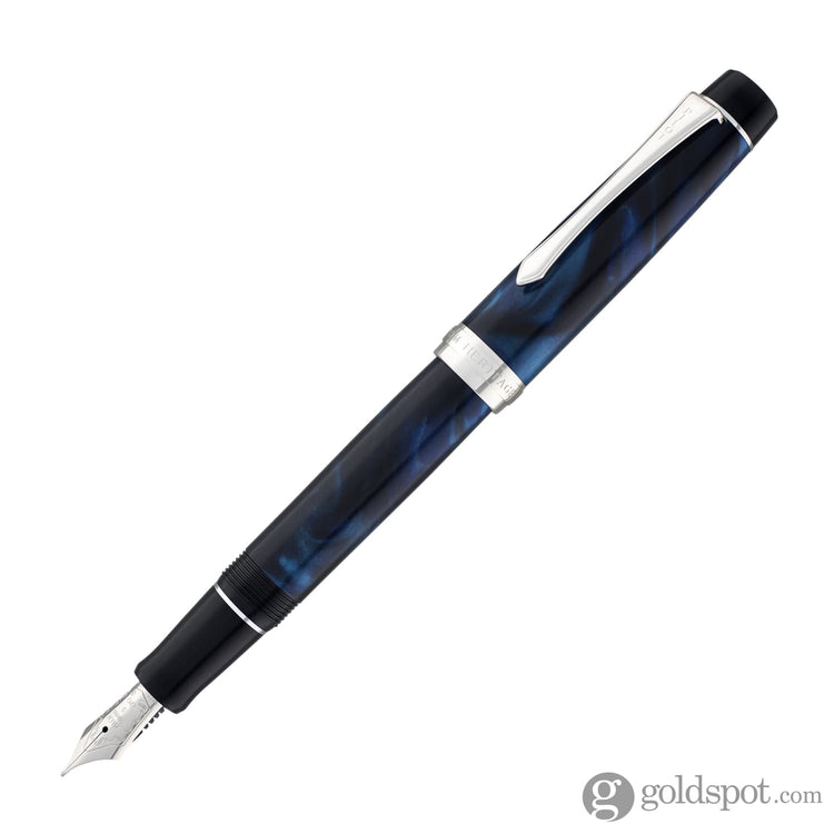 Pilot Custom Heritage SE Fountain Pen in Marble Blue with Silver Trim - 14kt Gold Fountain Pen