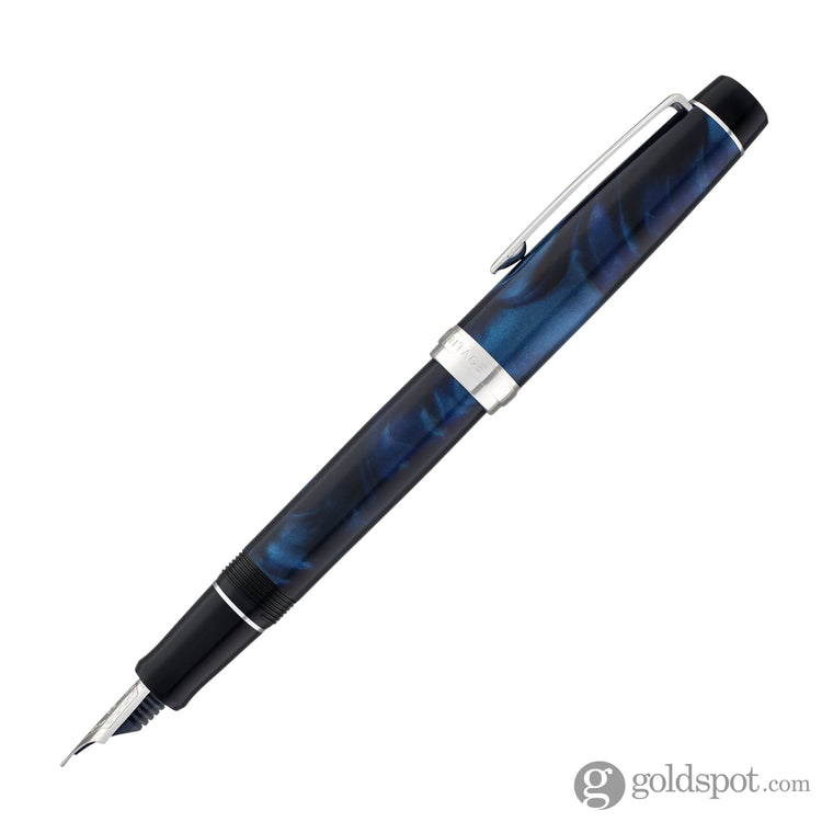 Pilot Custom Heritage SE Fountain Pen in Marble Blue with Silver Trim - 14kt Gold Fountain Pen