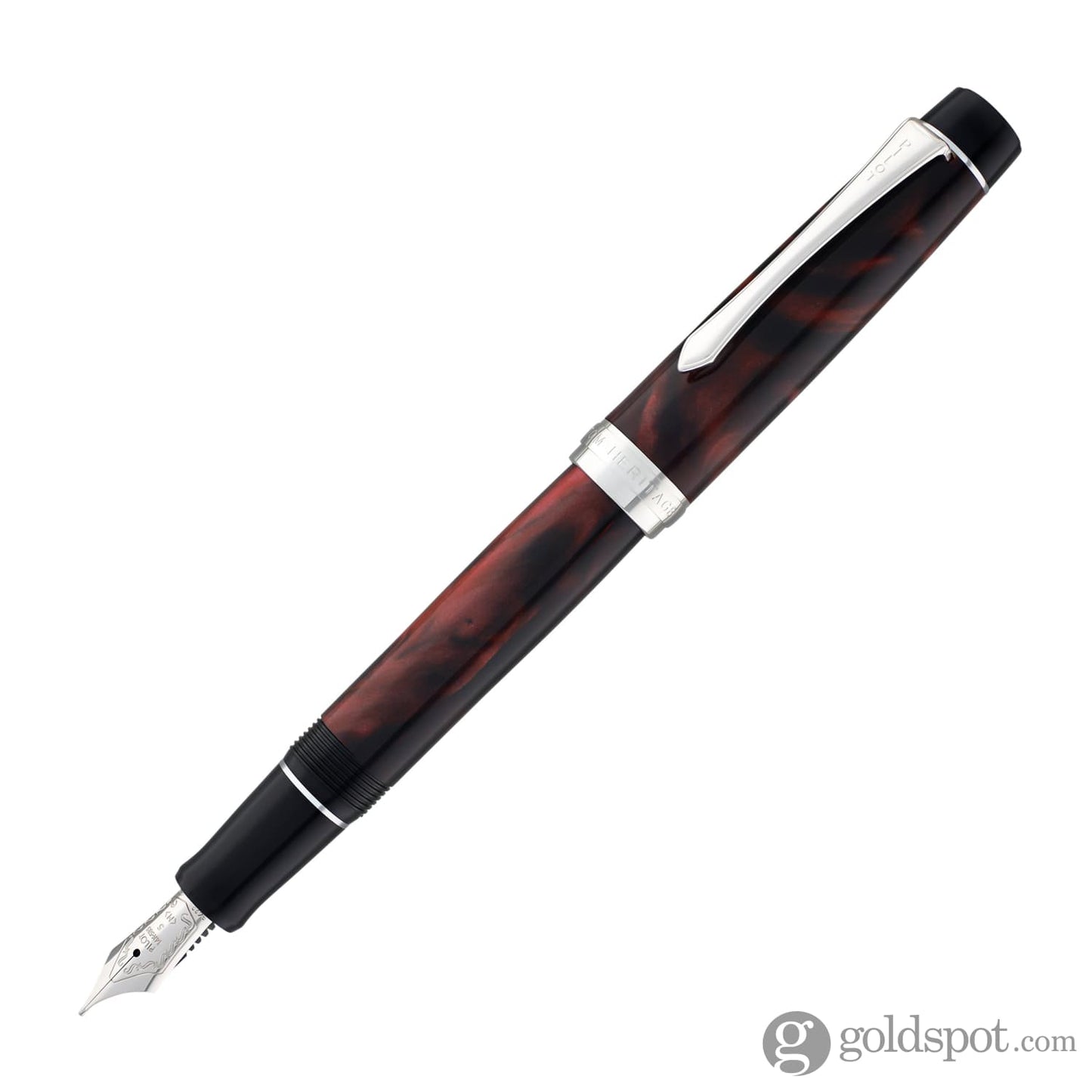 Pilot Custom Heritage SE Fountain Pen in Marble Red with Silver Trim - 14kt Gold Fountain Pen