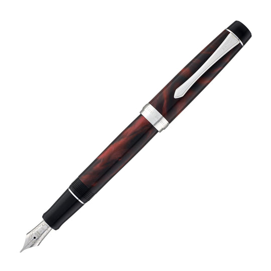 Pilot Custom Heritage SE Fountain Pen in Marble Red with Silver Trim - 14kt Gold