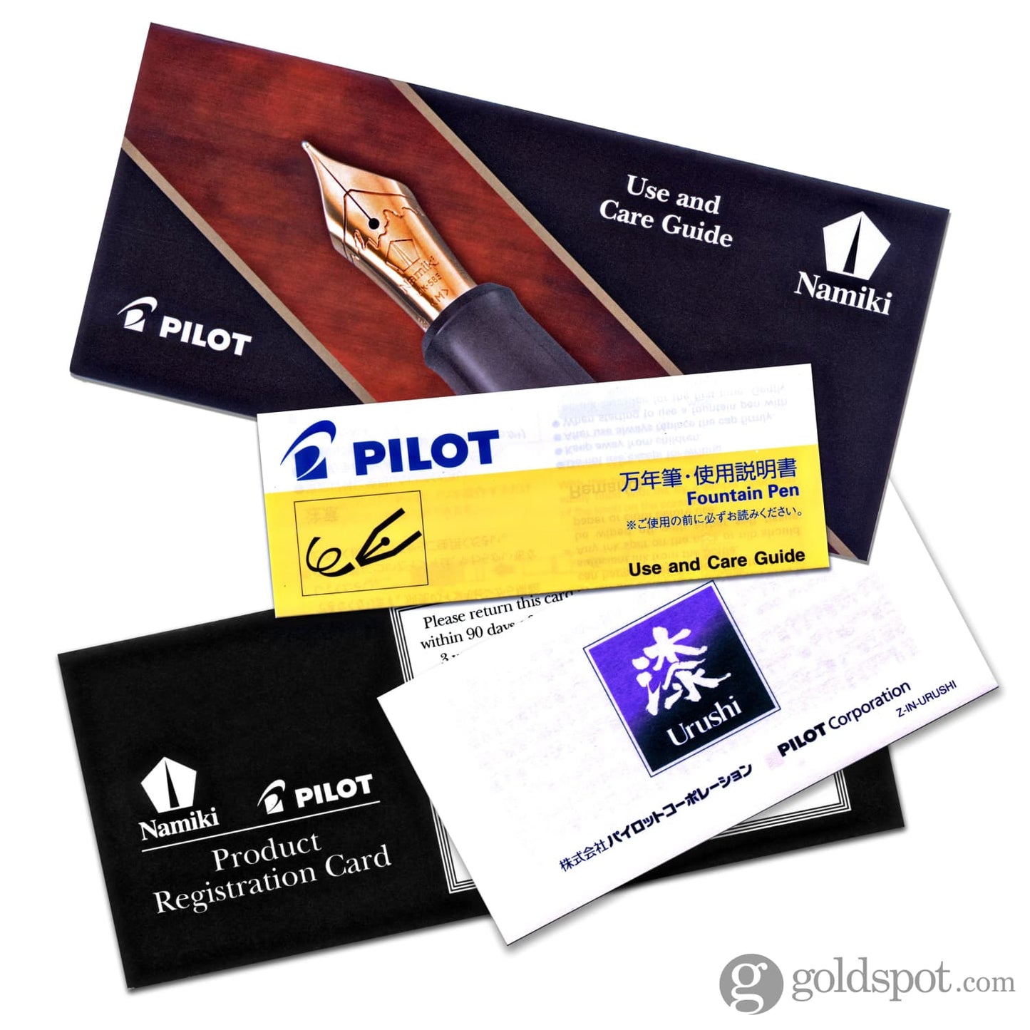 Pilot Custom Urushi Fountain Pen in Black & Gold Trim - 18K Gold Fountain Pen