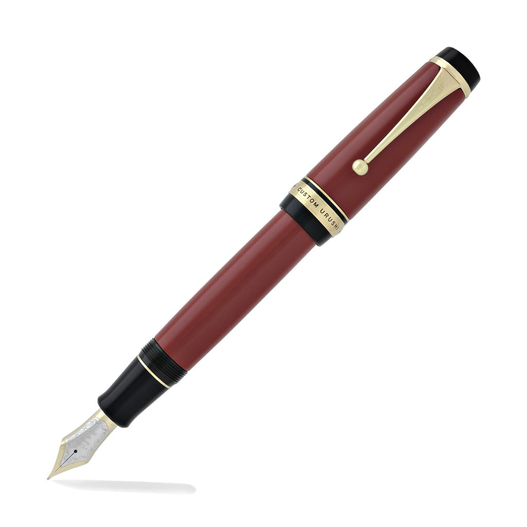 Pilot Custom Urushi Fountain Pen in Vermillion Red Barrel - 18K Gold Fountain Pen