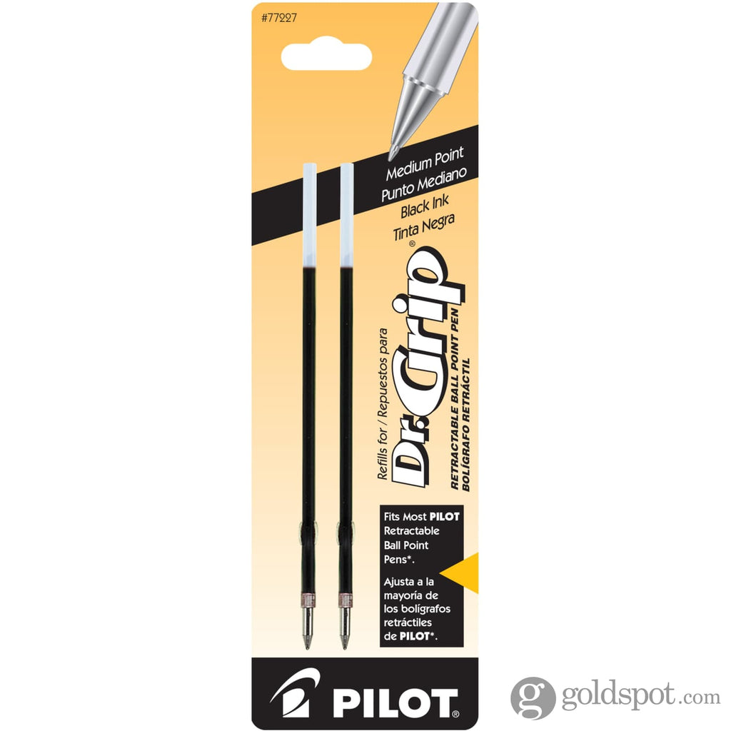 Pilot Dr. Grip Ballpoint Pen Refill in Black - Pack of 2 Medium Ballpoint Pen Refill