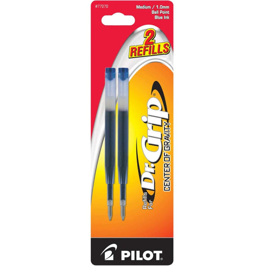 Pilot Dr Grip Center of Gravity Ballpoint Pen Refill in Blue - Medium Point - Pack of 2