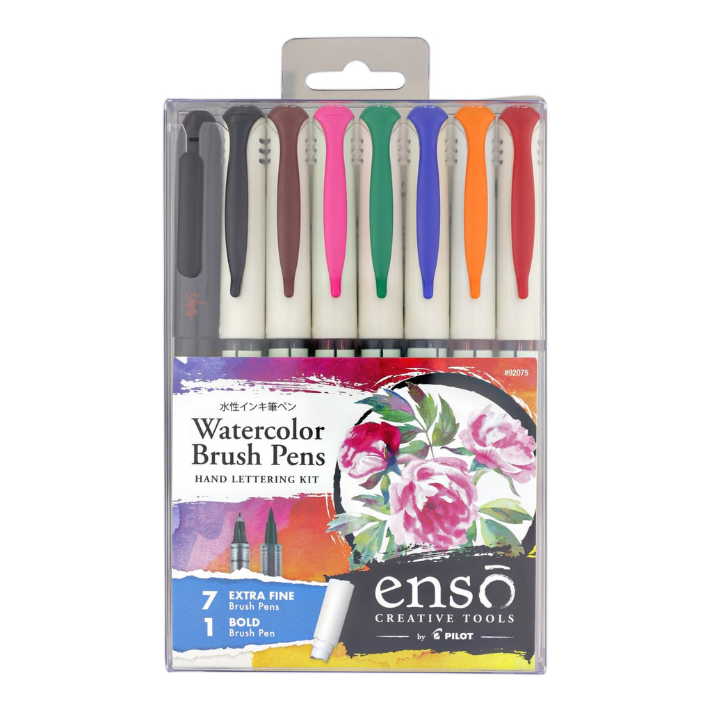 Pilot Enso Brush Pen Watercolor Hand Lettering Kit - Set of 8 Brush Pen