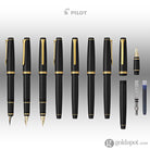 Pilot Falcon Fountain Pen in Black & Gold - Soft Flexible Fountain Pen