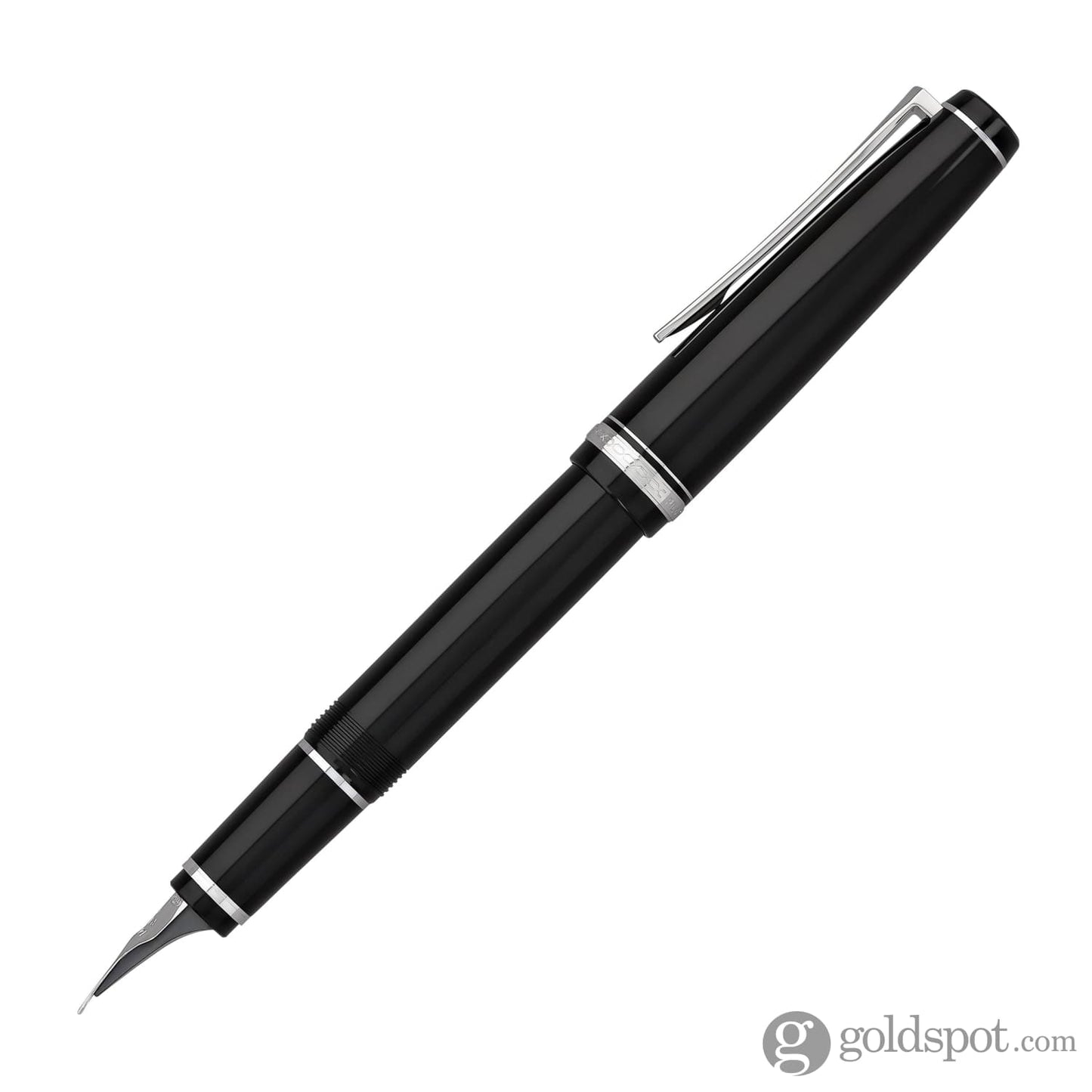 Pilot Falcon Fountain Pen in Black & Rhodium - Soft Flexible Fountain Pen
