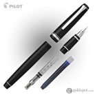 Pilot Falcon Fountain Pen in Black & Rhodium - Soft Flexible Fountain Pen