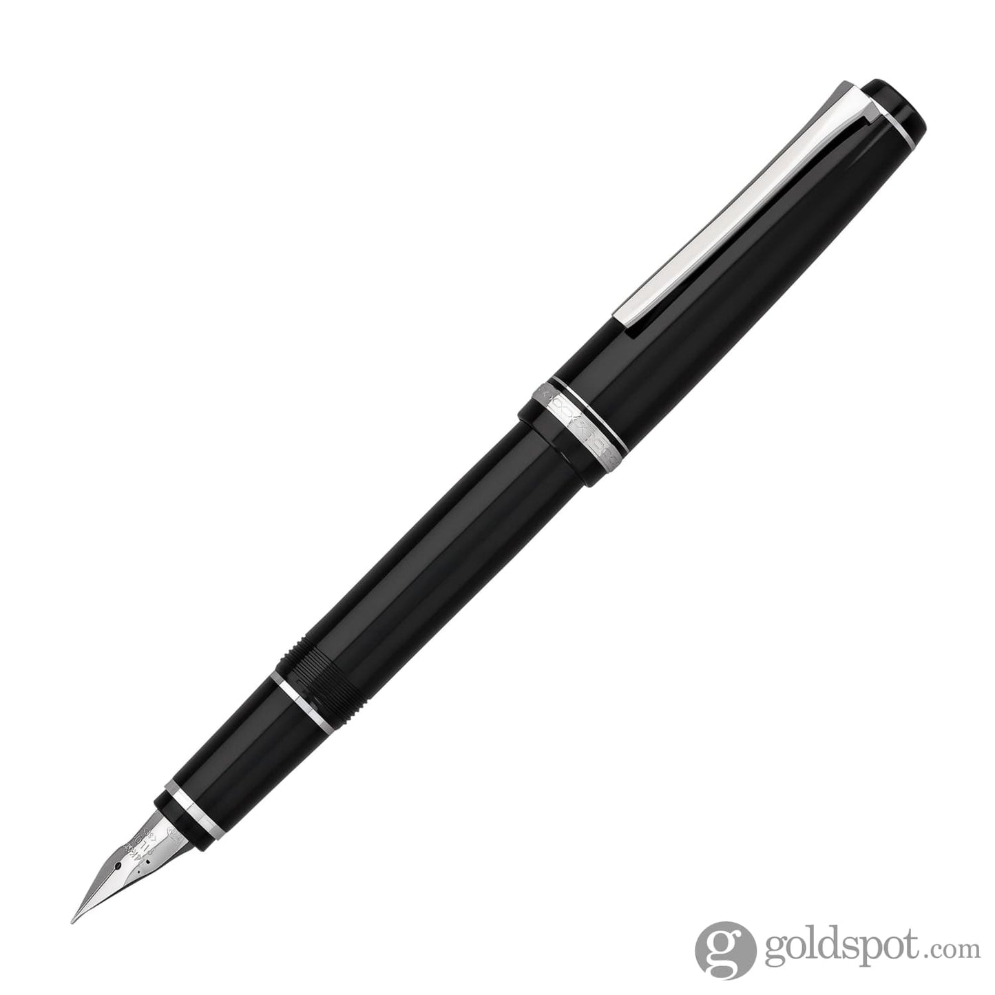 Pilot Falcon Fountain Pen in Black & Rhodium - Soft Flexible Fountain Pen