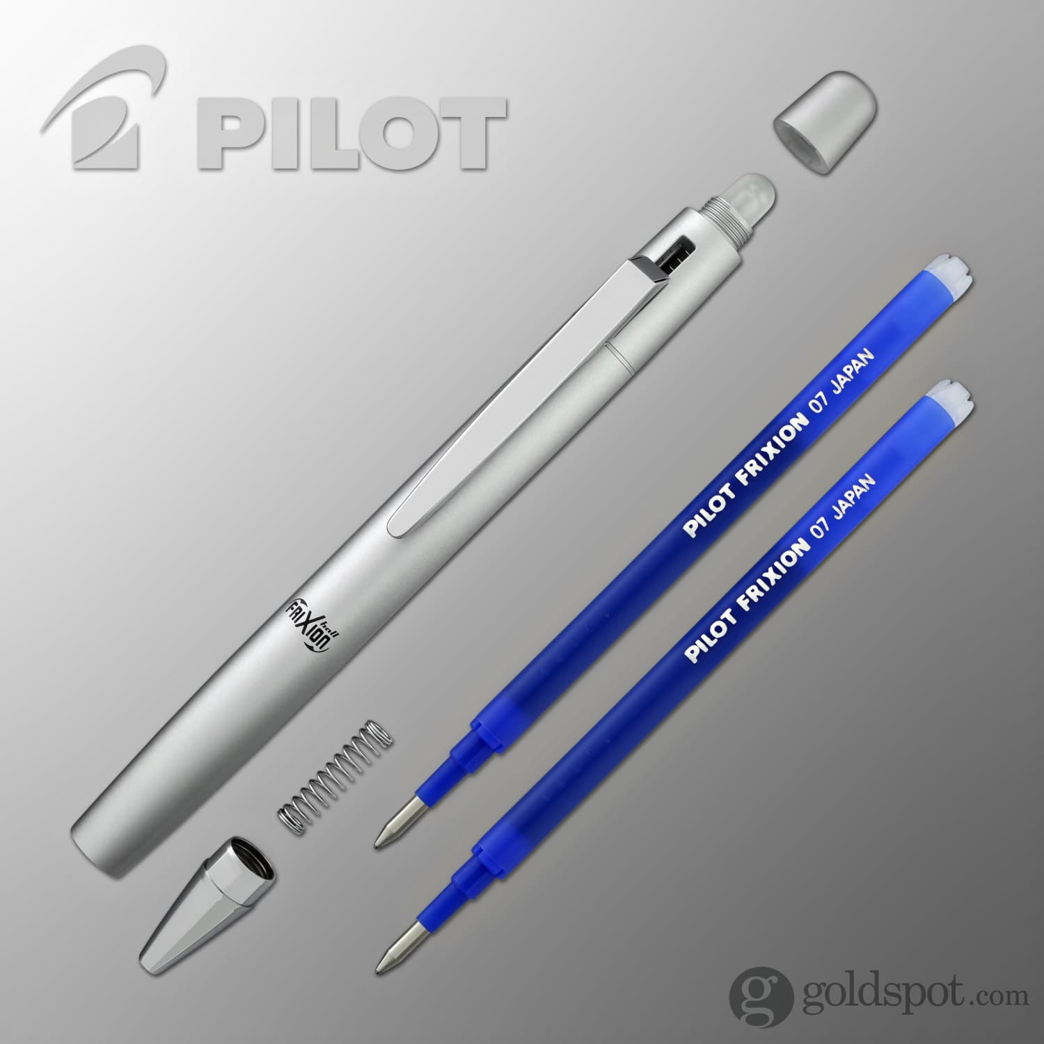 Pilot FriXion Ball LX Erasable Gel Ink Pen in Silver - Goldspot Pens