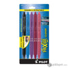 Pilot FriXion Clicker Erasable Gel Pens in Black Marine Blue Lavender Burgundy & Salmon Pink - Fine Point - Pack of 5 Gel Pen