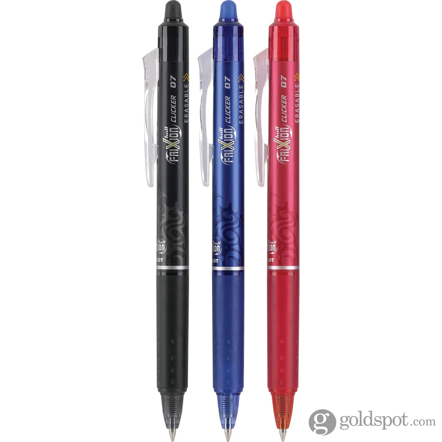 Pilot FriXion Clicker Erasable Gel Pens in Black Blue & Red - Fine Point - Pack of 3 Gel Pen
