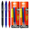 Pilot FriXion Clicker Erasable Gel Pens in Black Blue & Red - Fine Point - Pack of 3 3 Pack + 2 Refills Gel Pen