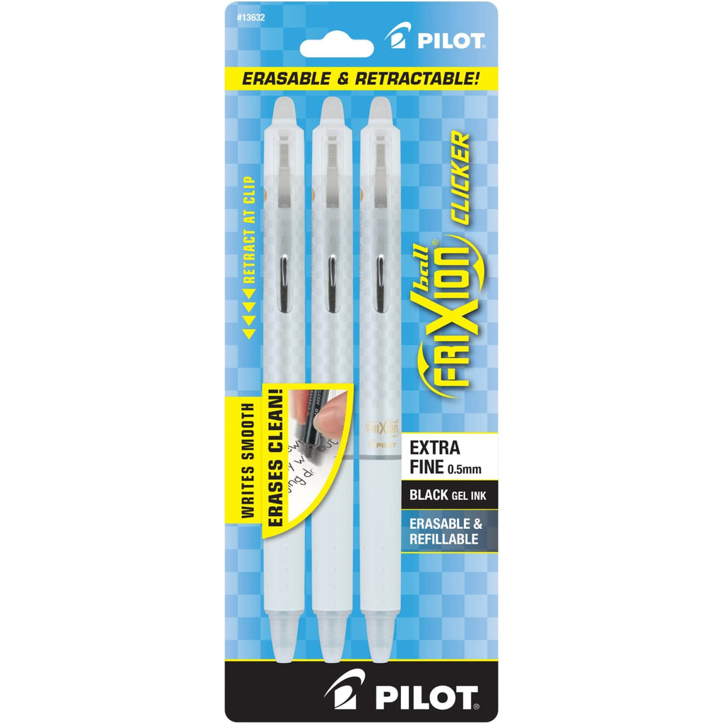 Pilot FriXion Clicker Erasable Gel Pens Fine Point - Black Ink 3 Pack Gel Pen