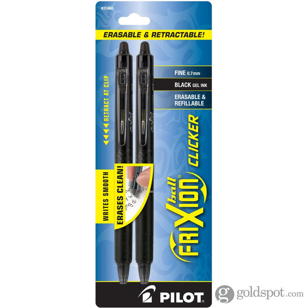 Pilot FriXion Clicker Retractable Erasable Gel Pens in Black - Fine Point 2 Pack Gel Pen