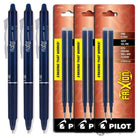Pilot FriXion Clicker Retractable Erasable Gel Pens in Navy Blue - Fine Point 3 Pack Gel Pen