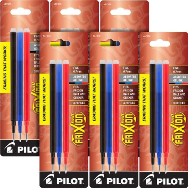 Pilot Frixion Erasable Gel Refill in Multi-Color Fine Point - 7 Sets of 3 Gel Refill