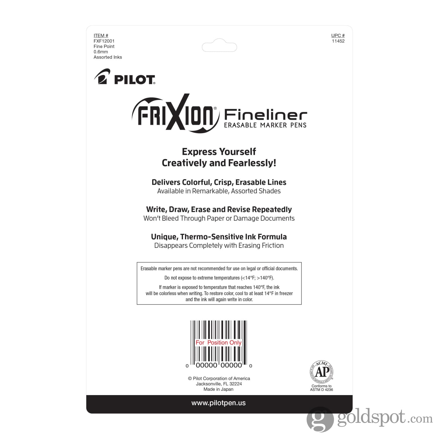 Pilot FriXion Fineliner Fine Pt. Erasable Marker Pens 4/Pkg-Assorted