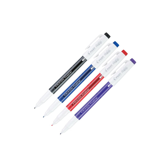 Pilot FriXion Fineliner Erasable Marker Pens in Black, Blue, Red & Purple - Fine Point - Pack of 4