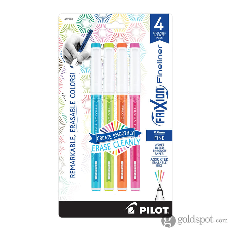 Pilot FriXion Fineliner Erasable Marker Pens in Periwinkle Light Green Orange & Pink - Fine Point - Pack of 4 Marker