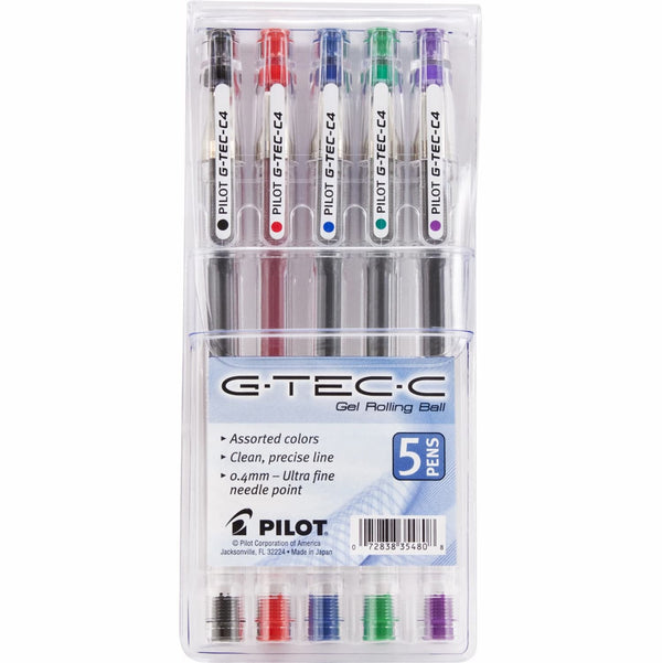 Pilot G-Tec-C Ultra Fine Gel Rollerball Pen in Assorted Colors - Pack of 5 Gel Pen
