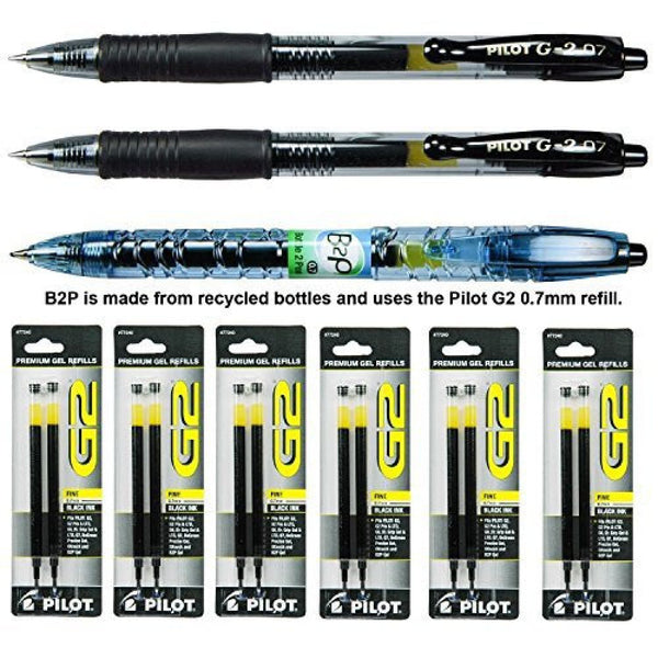 Pilot G2 07 Pen with Refills 0.7mm Black Gel Ink 9 Piece Assortment Pack Gel Pen