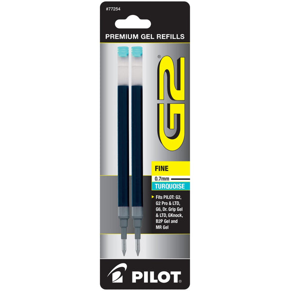 Pilot G2 Gel Ink Rolling Ball Refill in Turquoise - Fine Point - Pack of 2 Gel Refill