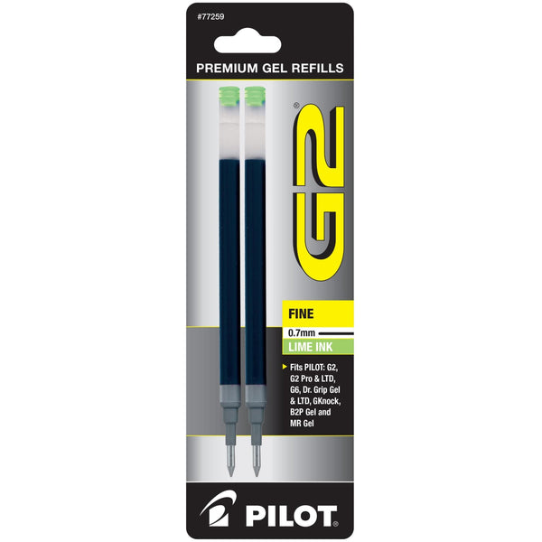 Pilot G2 Gel Pen Refill in Lime Fine Point - Pack of 2 Gel Refill