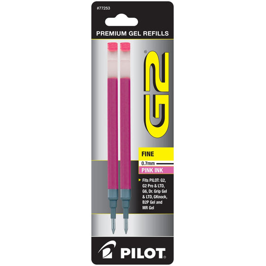 Pilot G2 Gel Pen Refill in Pink - Fine Point - Pack of 2