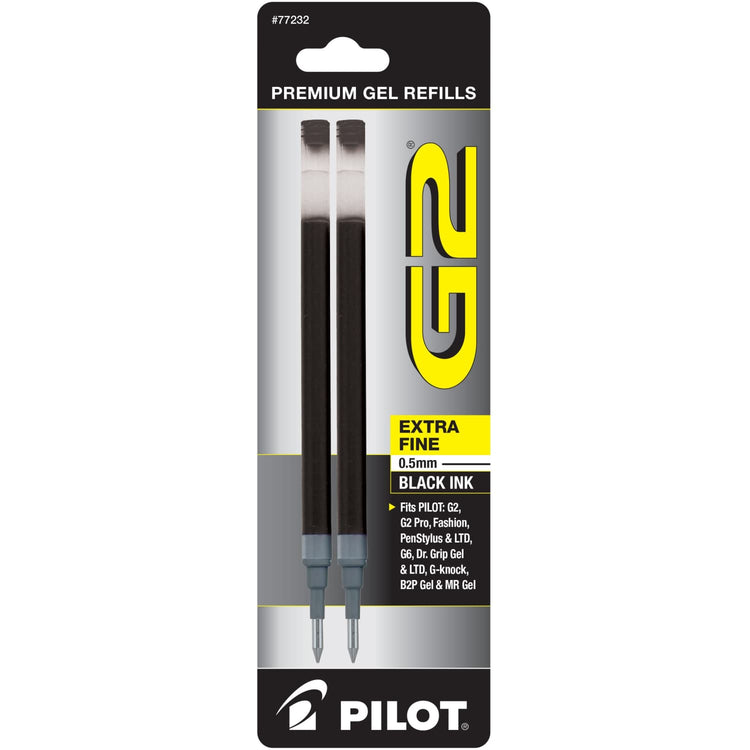 Pilot G2 Gel Refills in Black - Extra Fine Point - Pack of 2 Gel Refill
