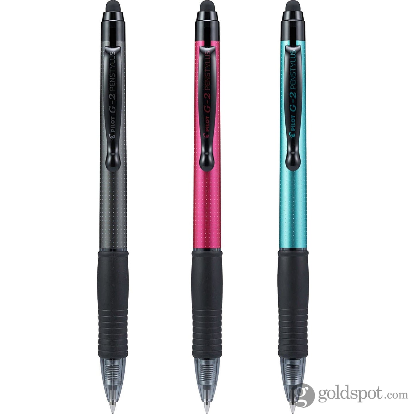 Pilot G2 Gel Pen wit Stylus - Fine Black Ink (Gray Red Turquoise Barrels) Gel Pen