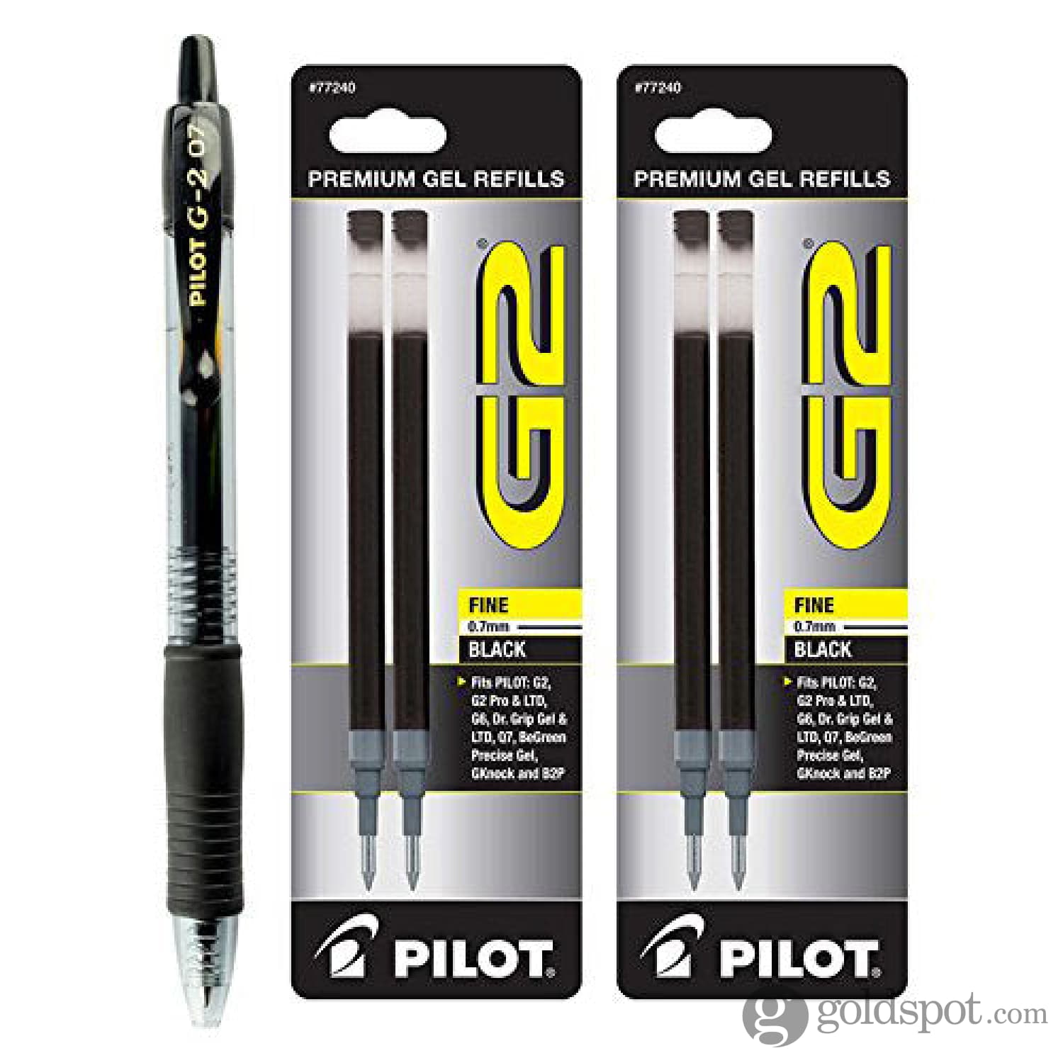Pilot G2 Retractable Premium Gel Ink Pen in Black - Goldspot Pens