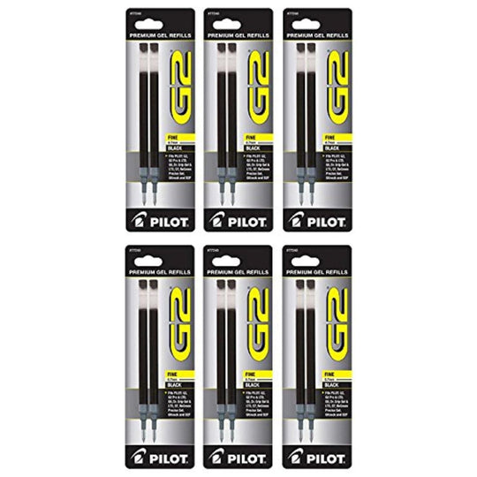Pilot G2 Rollerball Gel Pen Refill in Black - Fine Point - Pack of 6
