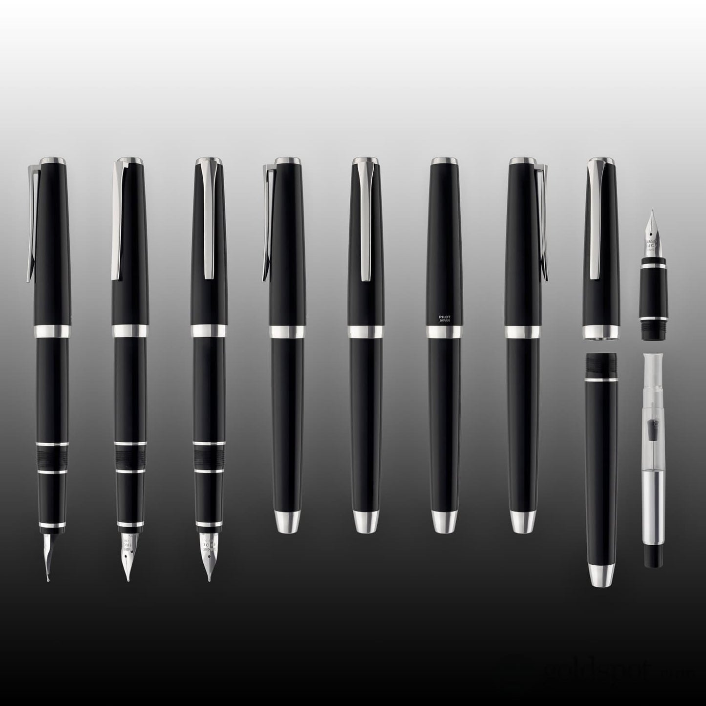 Pilot Metal Falcon Fountain Pen in Black - Soft Flexible Fountain Pen