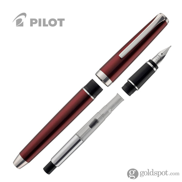 Pilot Metal Falcon Fountain Pen in Burgundy - Soft Flexible Fountain Pen