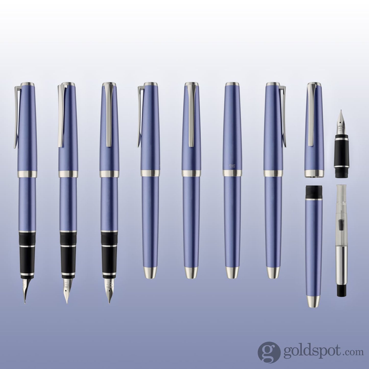 Pilot Metal Falcon Fountain Pen in Sapphire - 14K Gold Soft Flexible Fountain Pen