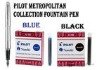 Pilot Metropolitan Collection Fountain Pen in Silver Barrel Accessory