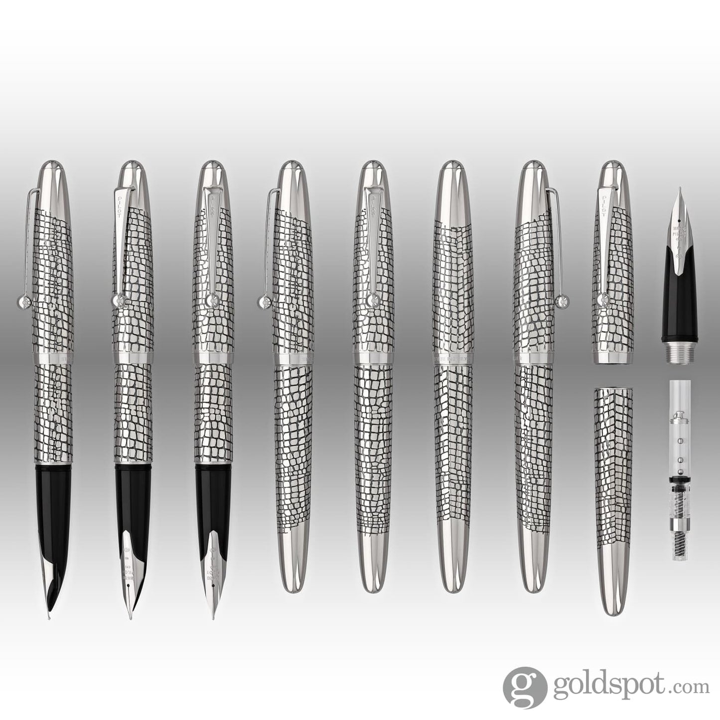 Pilot Namiki Sterling Collection Fountain Pen in Silvern Ishidatami - 18K Gold Fountain Pen