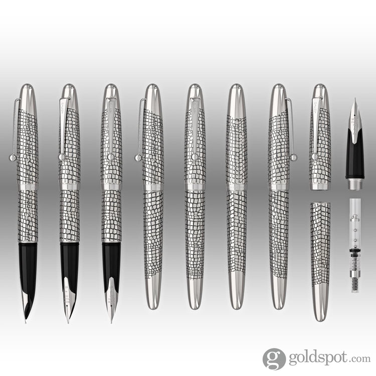 Pilot Namiki Sterling Collection Fountain Pen in Silvern Ishidatami - 18K Gold Fountain Pen