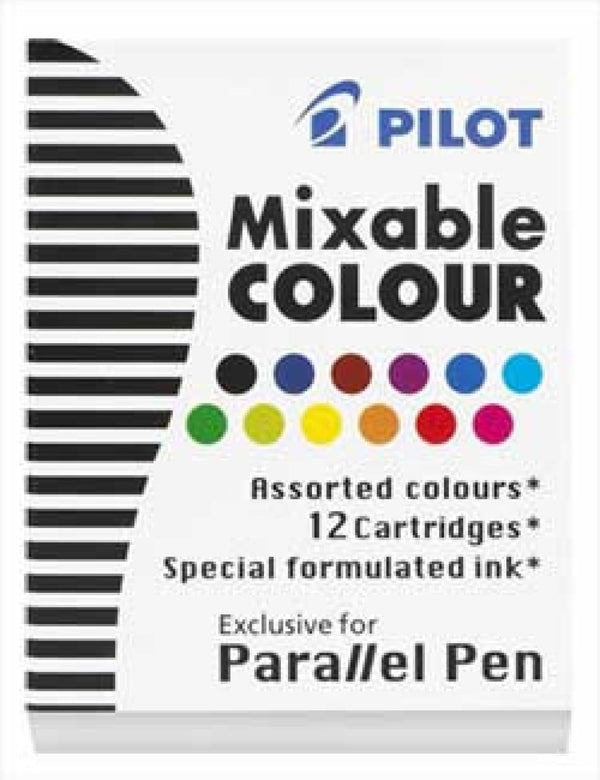 Pilot Parallel Ink Cartridges in Assorted Colors - Pack of 12 Fountain Pen Cartridges