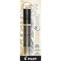 Pilot Permanent Paint Markers in Gold and Silver Metallic - Extra Fine Point - Pack of 2