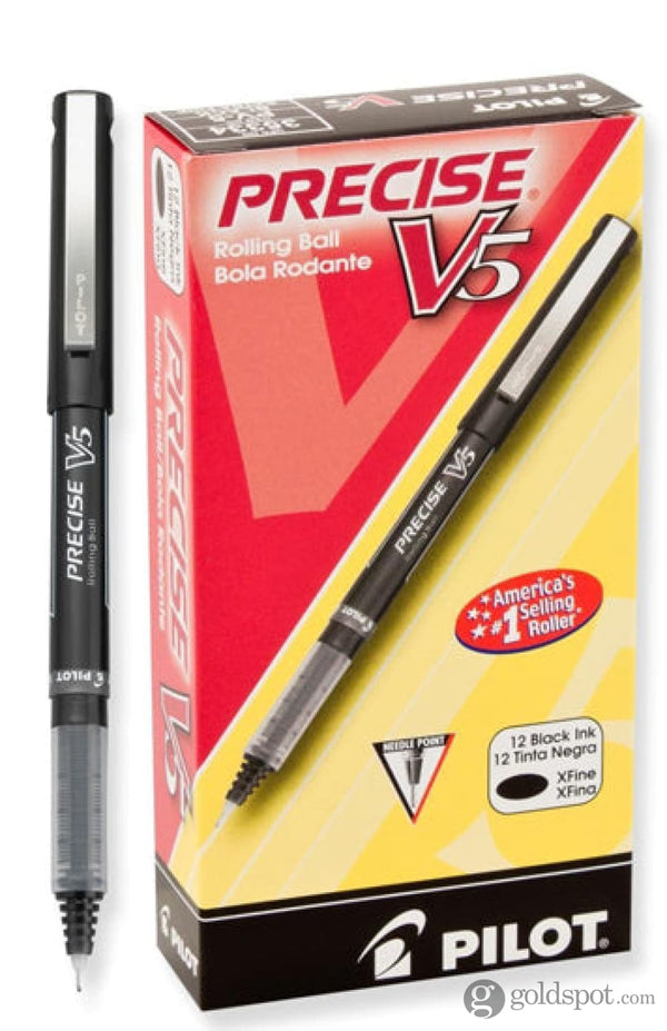 Pilot Precise V5 Rollerball Pen in Black Liquid Ink - Extra Fine Point 12 Pack Rollerball Pen